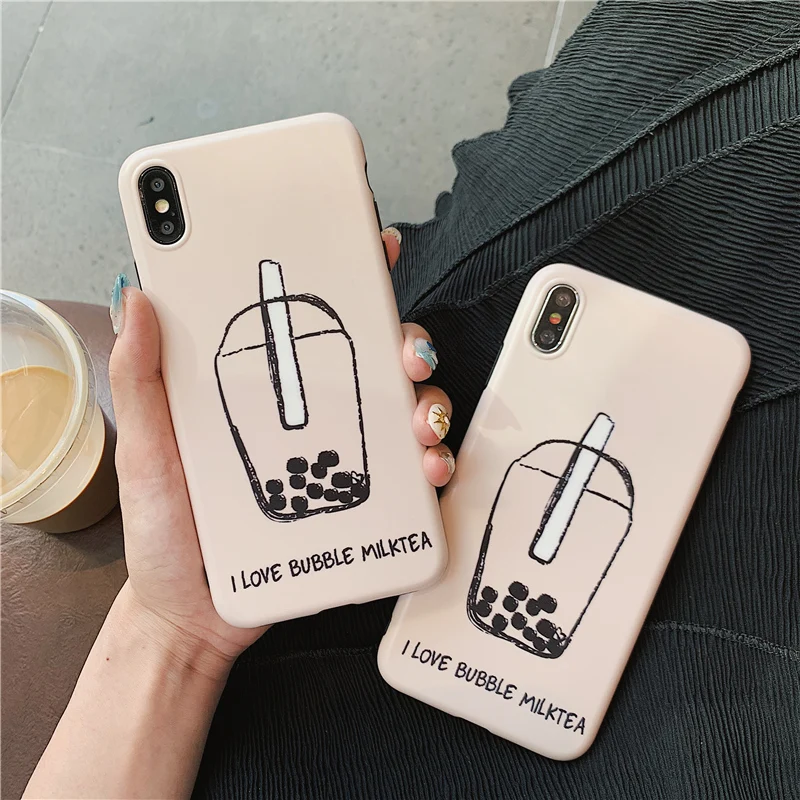 

Bubble milktea phone Case for iphone 6 6s 7 8 Plus for iphone X XS Max XR Matte soft tpu case back cover capa