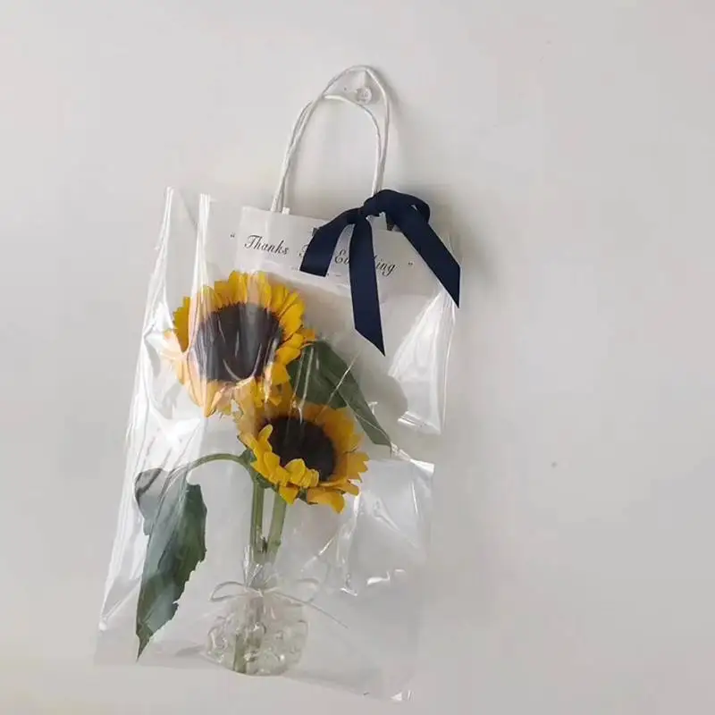 

10pcs/Lot PVC Clear Bag Flower Bouquet Flower Decoration Long Tote Bagging Portable Transparent Gift Bag