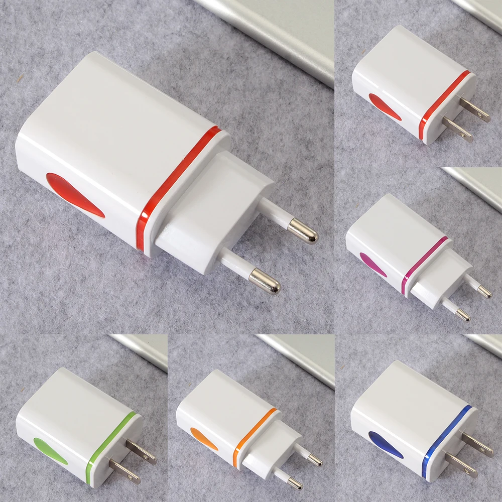 Двойной usb порт США ЕС штекер USB зарядное устройство капли воды светодиодный светильник мобильный телефон адаптер питания для быстрой зарядки для iPhone для samsung