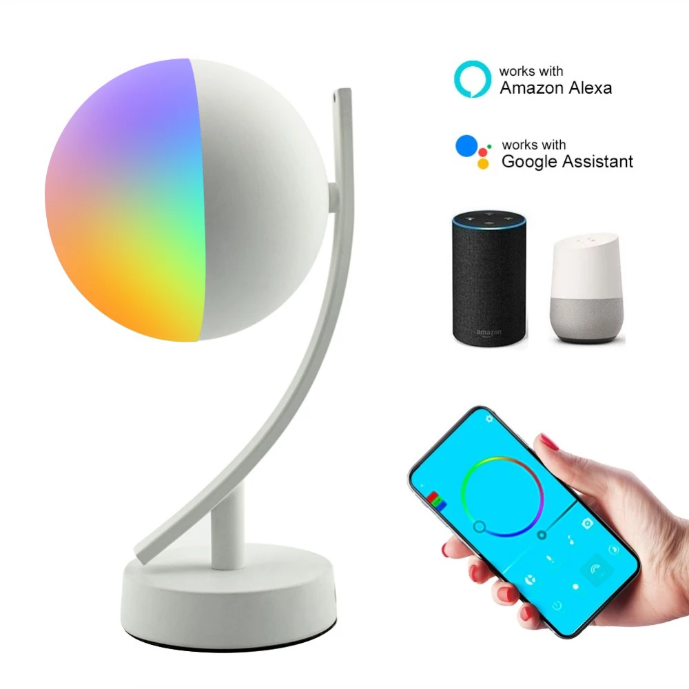 

Led Wifi Smart Night Light 7W Smart Table Lamp Colorful WifI APP Remote Control Dimmable US EU Plug Amazon Alex Smart Lamp Decor