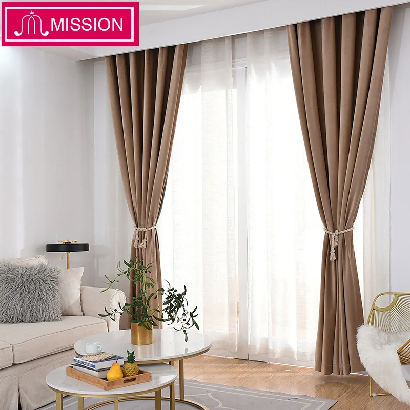 

MISSION Luxurious Velvet Blackout Curtain Blinds Super Soft Window Curtains Drapes Shades for Bedroom Living Room Custom Made