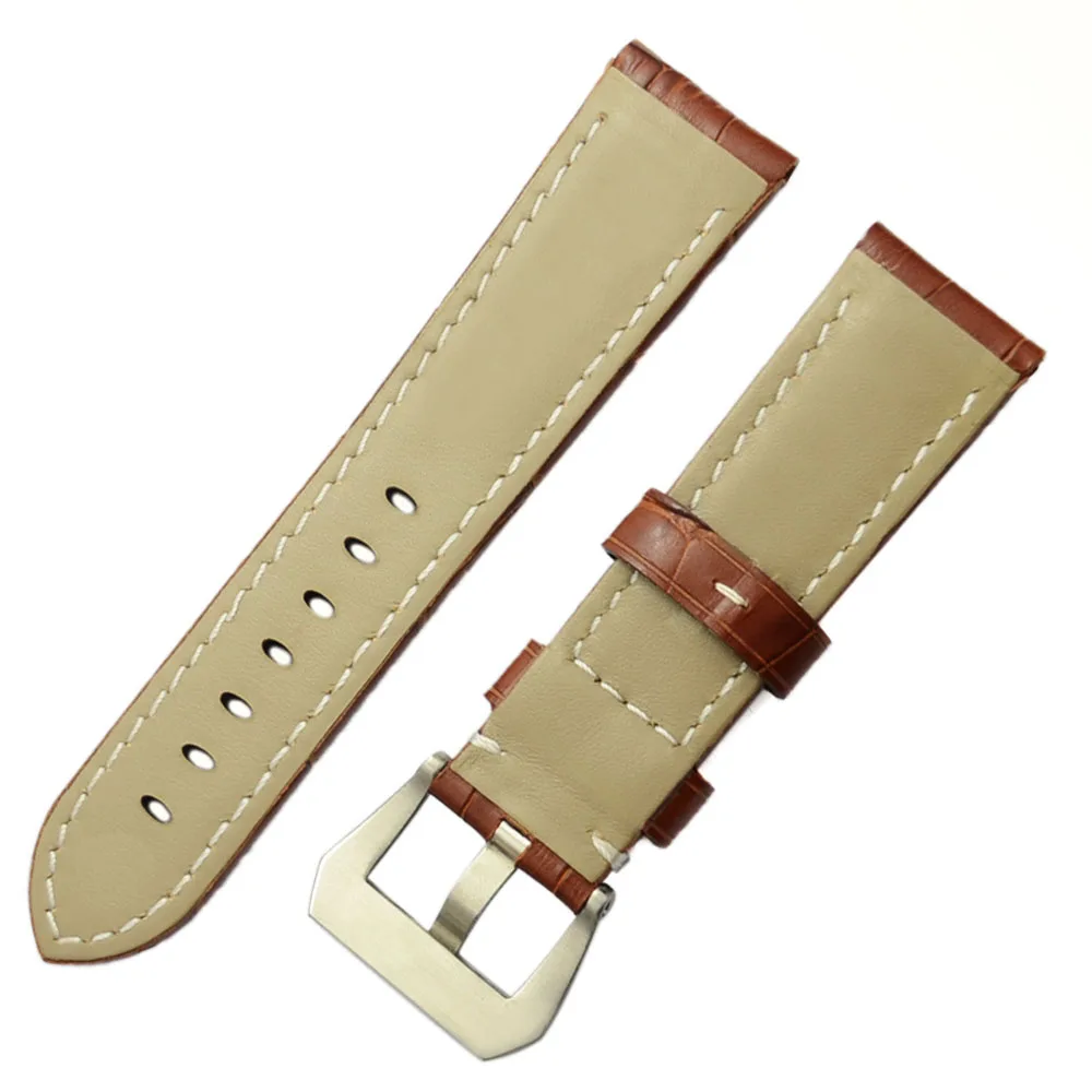 ZLIMSN новые часы аксессуары мужская мода коричневый кожаный ремешок для часов 22 мм/24 мм Натуральная кожа ремешок для часов для Часы Panerai