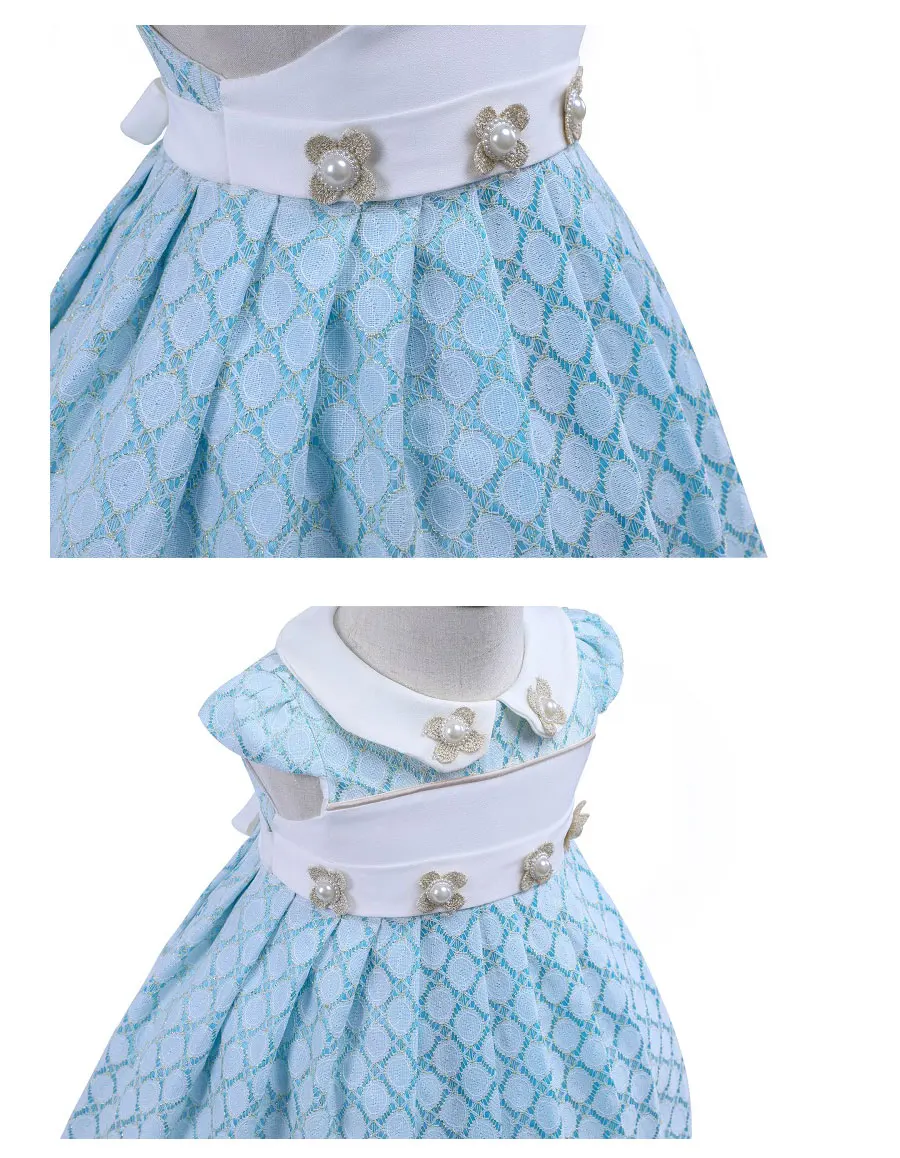Платье для маленьких девочек на один год; голубое кружевное платье принцессы с жемчужинами; праздничное платье на свадьбу; Одежда для новорожденных девочек; Рождественский Костюм