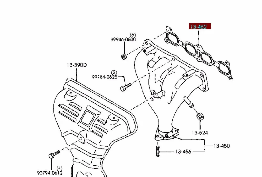 Прокладка выпускного коллектора двигателя автомобиля для Mazda 323 family protege 1998-2001 1,6 двигатель