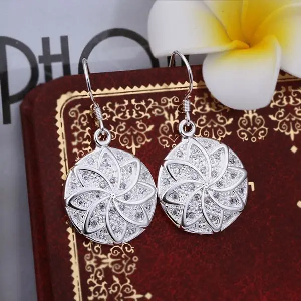 Hot Sale!!Free Shipping 925 Silver Earring,Fashion Sterling Silver Jewelry Roud Flower Earrings SMTE402