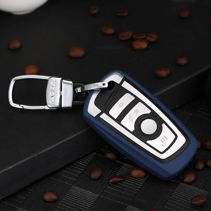 Ключа автомобиля чехол для BMW X1 X3 X4 M3 X6M4 M5 520 525 f30 f10 F18 F05 F10 F20 F30 Z4 E90 мягкий, из ТПУ, защитный оболочка для Smart ключа - Название цвета: Blue set