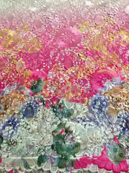 

telas Free Shipping 5 yard for each!! Latest Arrival of Unique Print Guipure /Cupion Lace fabric Designfor Lady Evening Dress