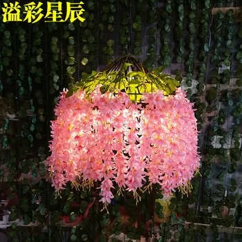 

modern flower iron plant pendant light Bar Pub Cafe music theme restaurant hanging lighting lamp