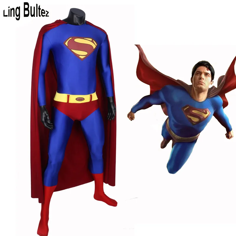 

Ling Bultez Newest Superman Spandex Suit Superman Return Cosplay Costume Man Superman Costume With Cape