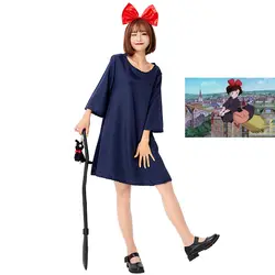 JP аниме Кики служба доставки костюм косплей для женщин Хэллоуин ведьма костюм для взрослых женщин карнавальные вечерние костюмы платье