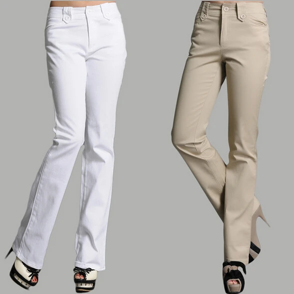 tight pants that flare at the bottom