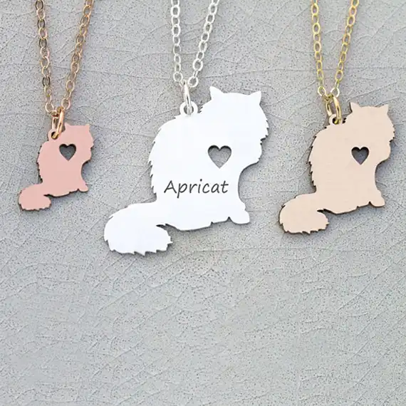 Latest Longhaired Cat Necklace Pet Cat Jewelry Personalized Names