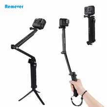 Mini Three sections Multi-function Selfie stick with Tripod Extendable Monopod for GoPro Hero 5 4 3 Sjcam Xiaoyi Action Cameras