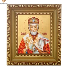 Горячая фоторамка русская церковная поставка икона святого Николая Wonderworker деревянные ремесла христианская картинка религиозная икона