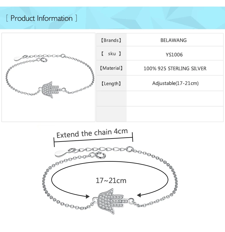 925 пробы Серебряный CZ рука Фатимы браслет амулеты проложили кубический циркон браслеты с амулетом Хамса Регулируемый для женщин Роскошные ювелирные изделия