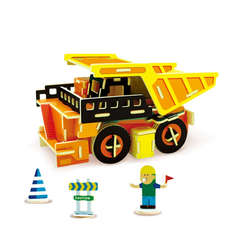 3d Puzzle Wood Engineering Vehicles Dump Truck Dimensional Brain Game Christmas Creative Gift Handmade Toy Birthday | Игрушки и хобби