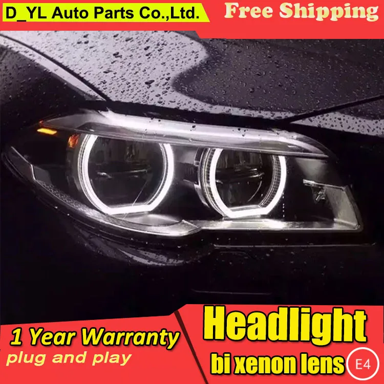 

D_YL Car Styling for BMW f10 f18 525i 528i 530 Headlights 2011-2015 LED Headlight DRL Lens Double Beam H7 HID Xenon bi xenon len