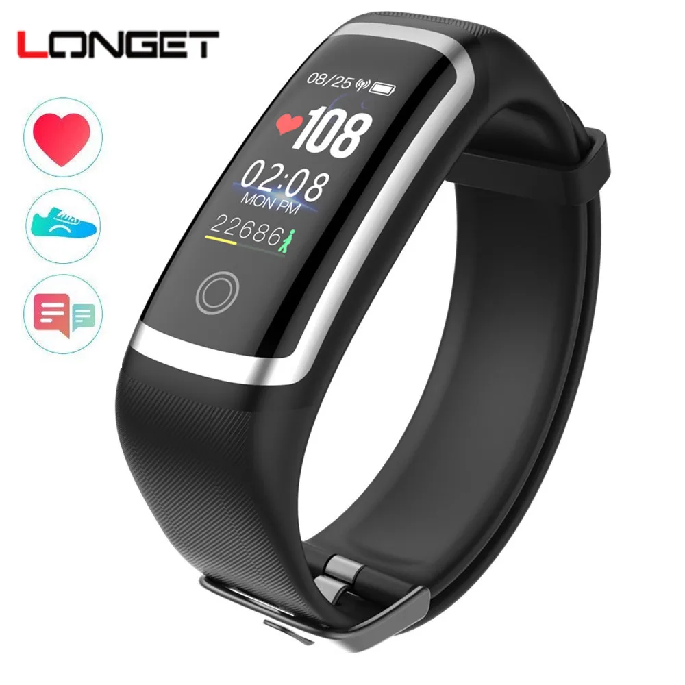 Longet M4 Fitness Tracker real-time Heart Rate Monitor + blood pressure Smart Bracelet color screen wristband For Android IOS