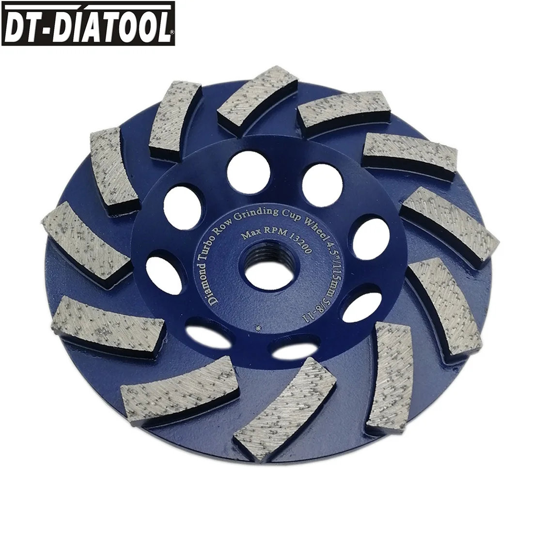 DT-DIATOOL 1 шт. Dia115mm/4,5 дюймов Алмазный Сегментированный турбо ряд чашевидный шлифовальный круг для бетона твердый камень с 5/8-11 соединением