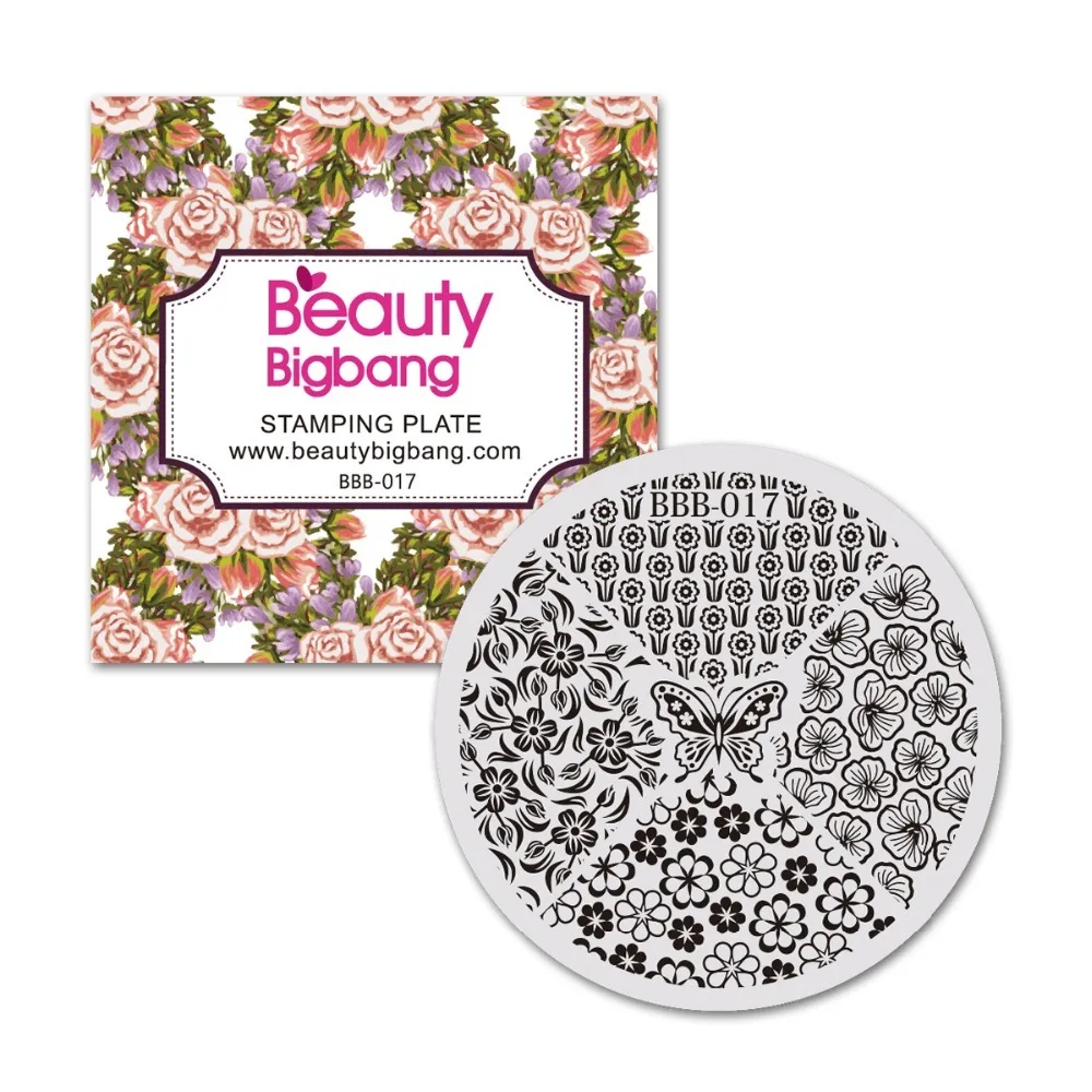 BeautyBigBang 5,6*5,6 см штамповки пластины для ногтей с цветочным принтом изображения ногтей шаблоны для открыток шаблонные штампы BBB-017