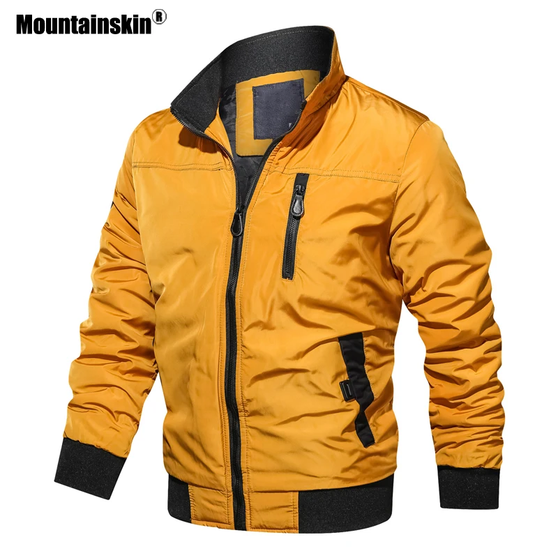 Мужская куртка с воротником стойкой Mountainskin однотонная Повседневная облегающая