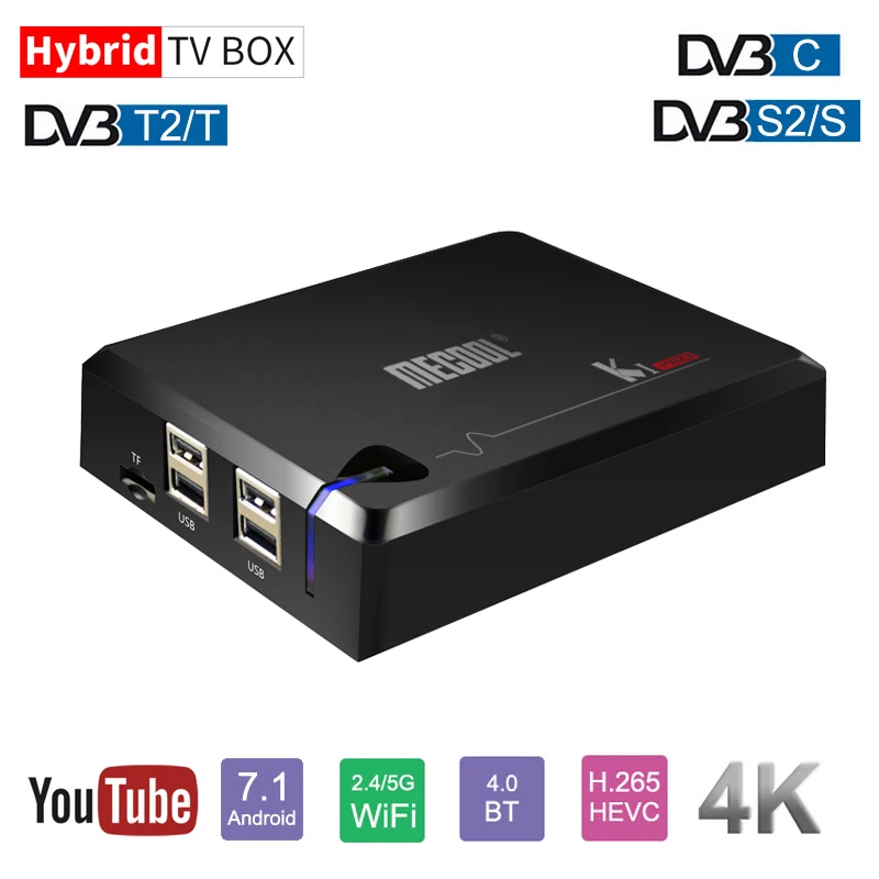 MECOOL Amlogic S905D Android 7 1 Гибридный ТВ-приставка ОЗУ 2 Гб DDR4 16 ПЗУ DVB-T2/DVB-S2/DVB-C двойной wifi