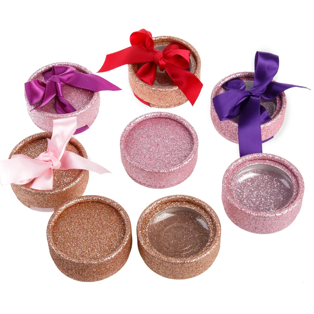 Caixa de Embalagem Pcs por Atacado Logotipo Personalizado Private Label Cílios Falsos Falso Cils 3d Mink Lashes Box Glitter Rodada Case 100 3 High Quality Beleza e saúde
