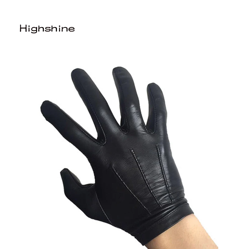 Leather Gloves Men Unlined Luxury Italy Thin Wrist Button Tight-Fitting Winter Warm Driving Touch Screen