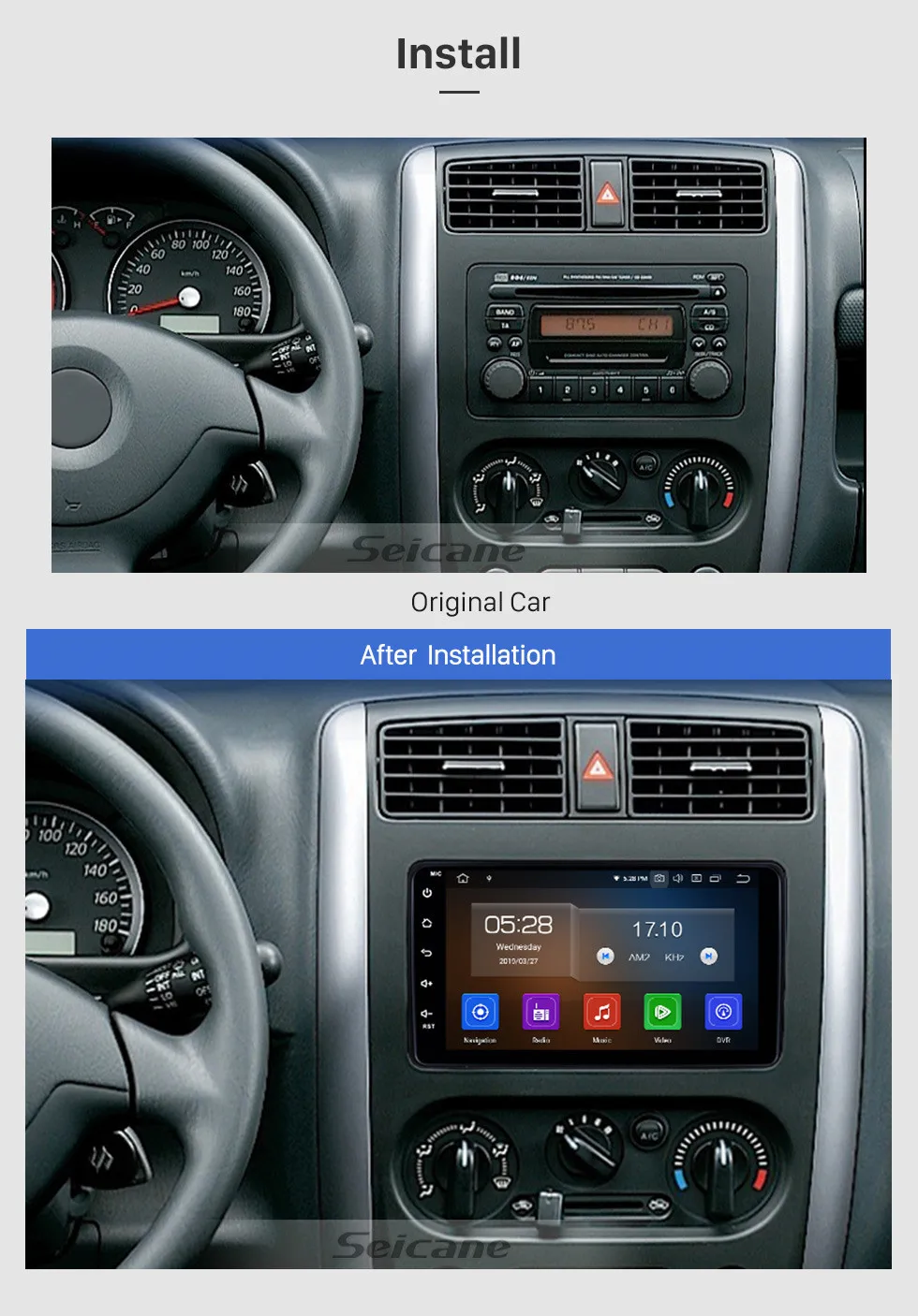 Cheap Seicane Android 9.0 7 Inch 8-core RAM 4GB Car Stereo Radio Head Unit GPS Navi Player for 2006-2010 2011 2012 Suzuki Jimny 1