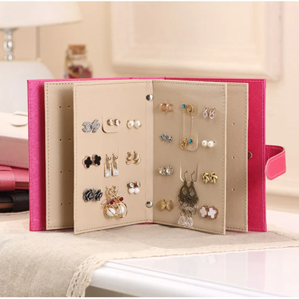 Новый Серьги коллекция Книги Стиль Jewel Case искусственная кожа стад книга узор Портативный Для женщин jewelry Дисплей коробка для хранения