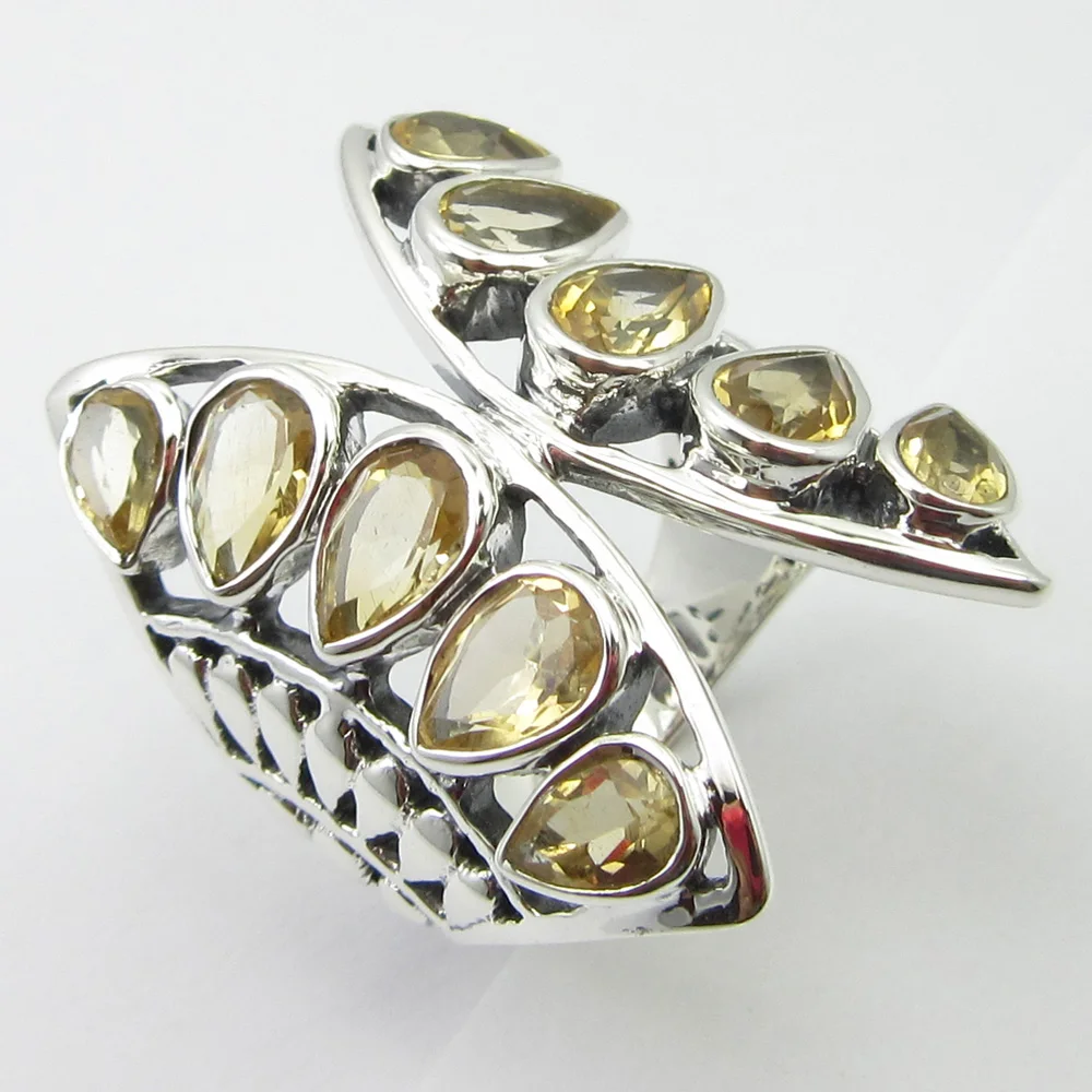 

Silver Wholesale Jewelry Citrines November Birthstone Ring Sz 5.75 Unique Designed