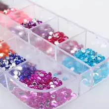 Горячие 2500 шт наклейки для ногтей Стразы Блестки украшения Смешанные 12 цветов в случае wyt77