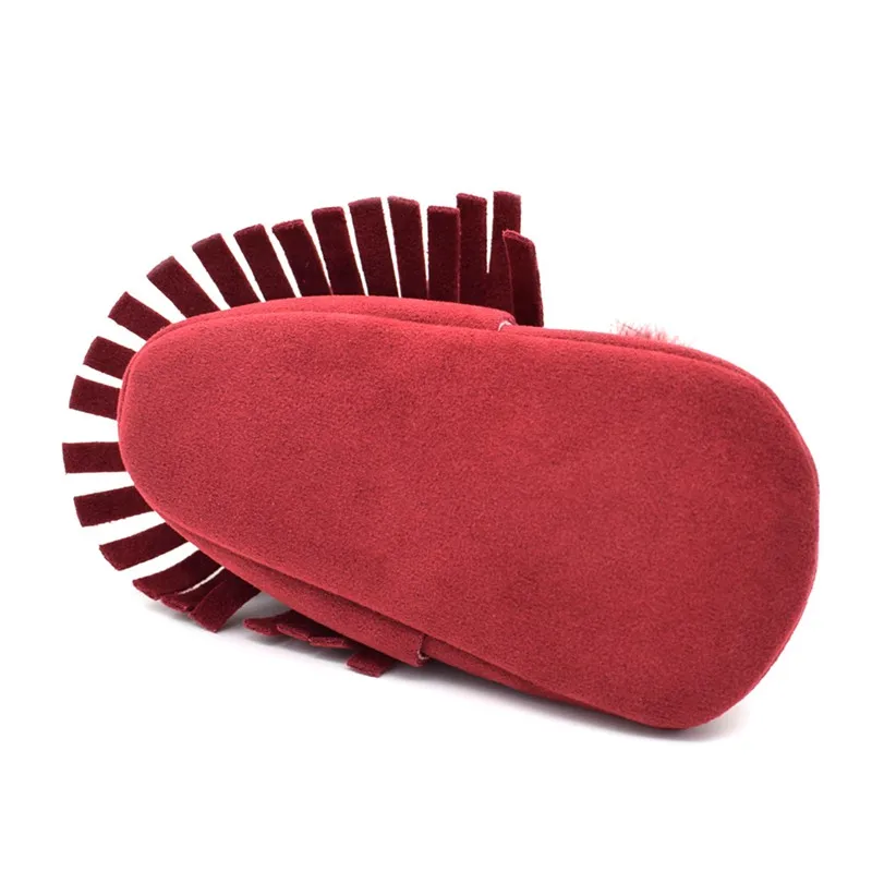 COOTELILI Toddler Baby Girl Shoes Soft Bottom Baby Boots Real Fur Princess Shoes Infant New Born Baby Tassel Shoes For Girls (12)