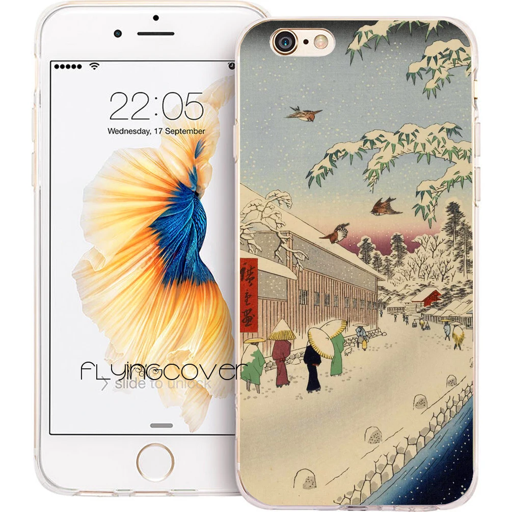 Coque Ukiyo e Japanese Paint Clear Soft Silicone Phone Cases for iPhone
