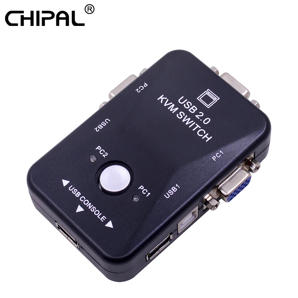 

CHIPAL 10PCS High Quality KVM Switch 2 Port USB 2.0 Switcher VGA SVGA Splitter Box 1920*1440 for Keyboard Mouse Monitor Adapter