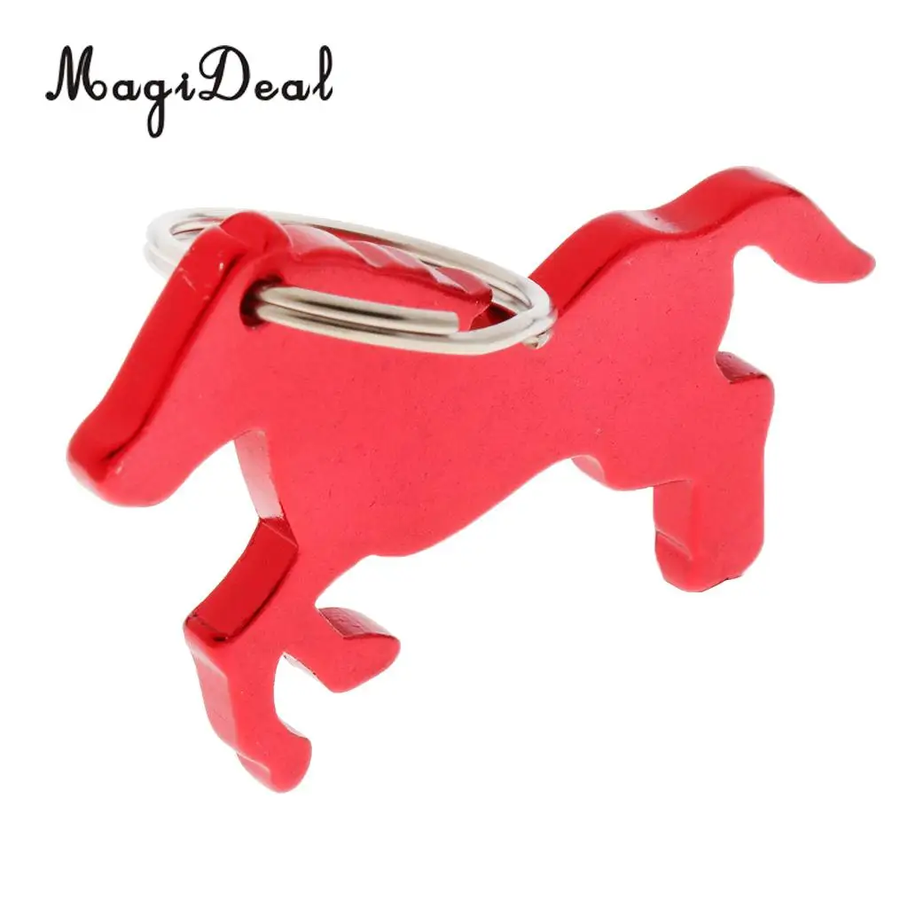 MagiDeal 3 Style Alloy Horse Bottle Opener Key Ring Keychain Bag Pendent Red