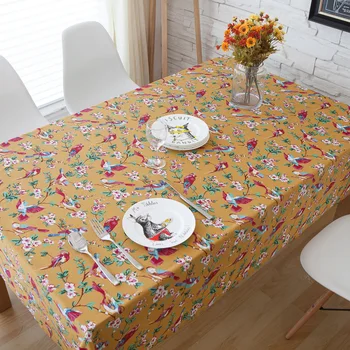 

Parrot bird print linen tablecloths eco-friendly tea table cloth drape universal custom table cloth Home Decor