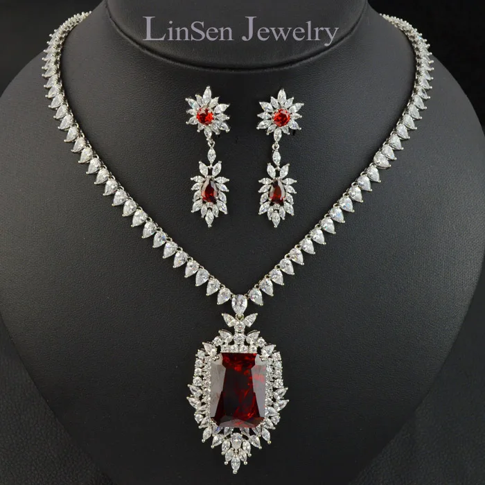 New design famous brand luxury bridal wedding jewelry set,high quality red AAA Cubic Zirconia