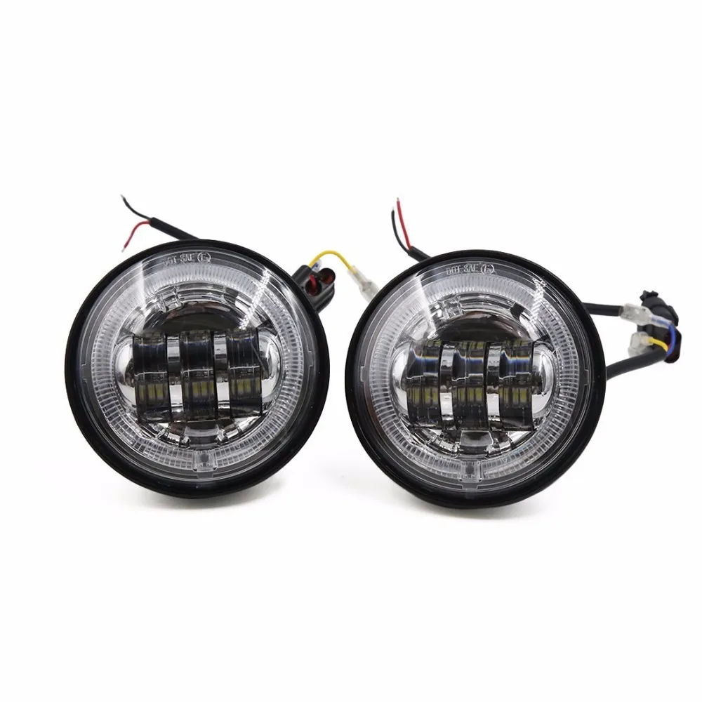

2pcs 4.5 Inch 30w Motorcycle LED Projector Fog Light Halo Angle Eyes Lamp For Harley Heritage Softail Red Eyes and Yellow halo