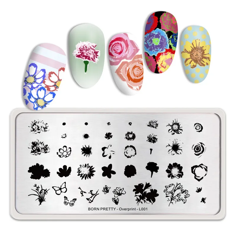 BORN PRETTY Rectangle Nail Stamping Plates Fashion Stainless Nail Art Image Nail Art Image DIY Plate Tools Fashion Power Theme - Цвет: BP-O-L001