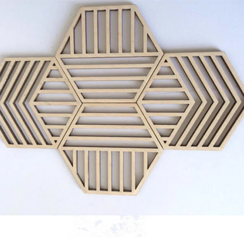 4 шт. DIY резные лазерная резка натуральные деревянные полые Coaster Подставки Под