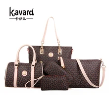 Patrón de Bolso de Las Mujeres de hueso 6 Unids/set Sac un Compuesto de Cuero de Alta Calidad Bolso Del Hombro + Carpeta + Embrague + Bolso de la tarjeta