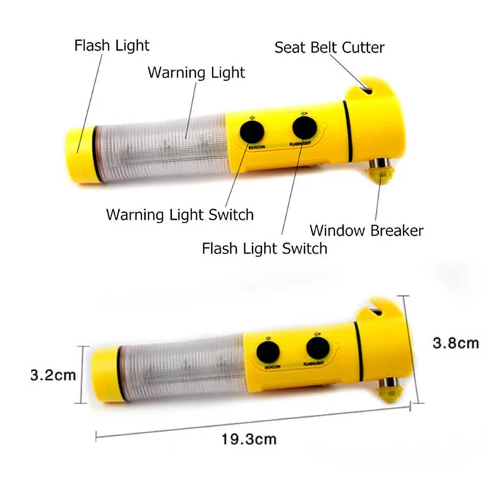 Hypersonic 4 в 1 Автомобильный светодиодный Многофункциональный Аварийный служебный комплект оконный выключатель ремень безопасности резак вспышка Предупреждение ющий свет