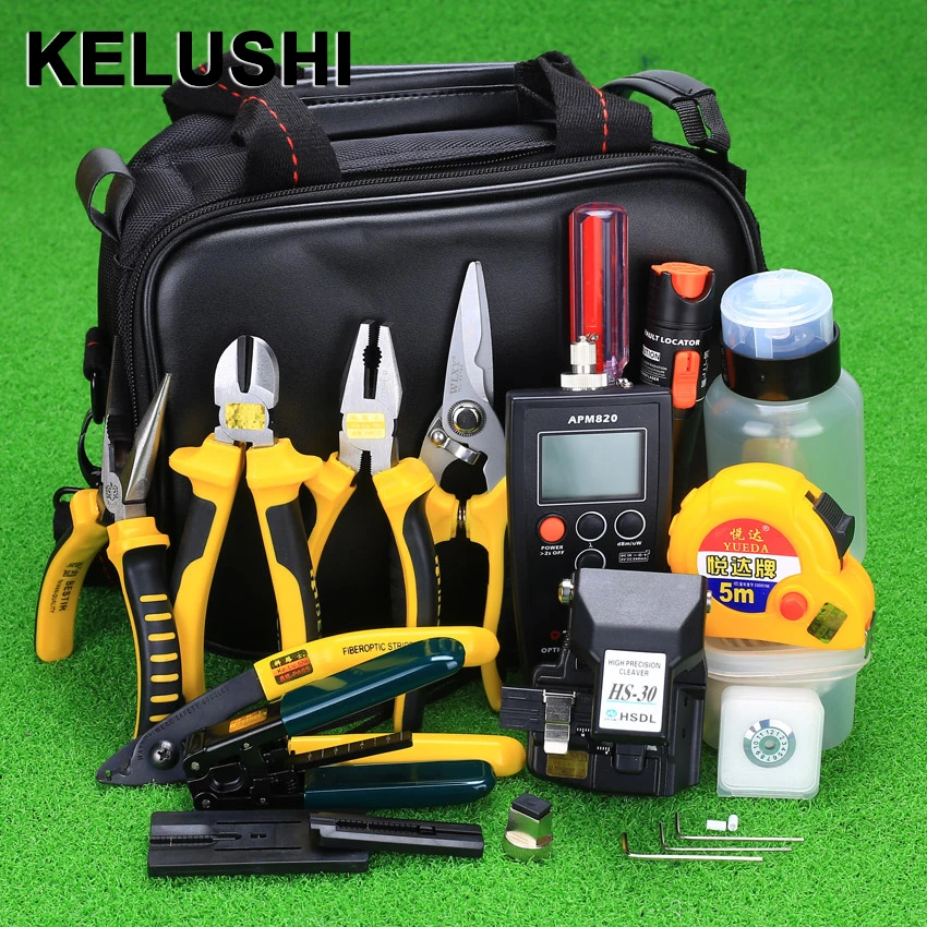 bilder für KELUSHI 30 teile/satz Faser Ftth Tool Kit with10mW Visual Fault Lcator APM820 Optischen Leistungsmesser HS-30 Cleaver Werkzeug zangen bilder für KELUSHI 30 teile/satz Faser Ftth Tool Kit with10mW Visual Fault Lcator APM820 Optischen Leistungsmesser HS-30 Cleaver Werkzeug zangen
