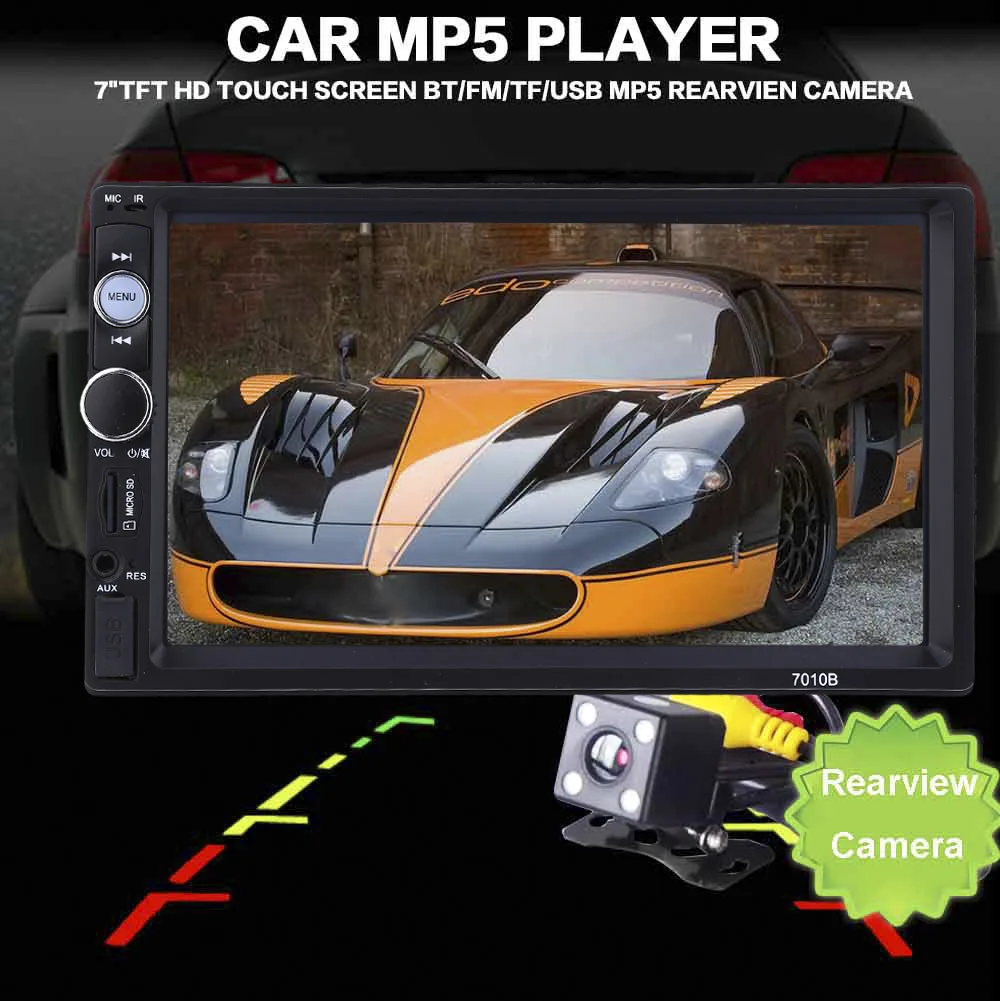 Camera 2 Din Car Radio Player 7 HD Touch Screen Bluetooth Stereo Radio FM MP4 MP5