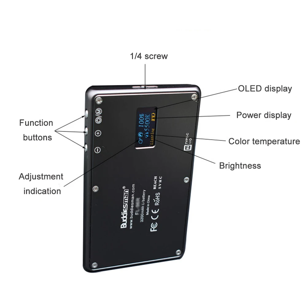 Buddiesman FL 120R светодиодный карманный светильник заполнясветильник 5000mah 3000K 5500K