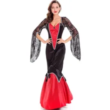Красный Deluxe Хэллоуин Sexy взрослых Для женщин кружева вампиров графиня костюмы ведьмы queen Вечерние платья Женская Драма одежда для выступлений