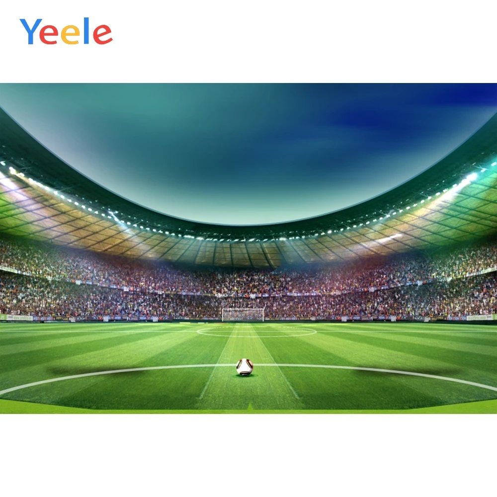 

Yeele Green Sky Football Field Soccer Audience Baby Photography Backgrounds Customized Photographic Backdrops for Photo Studio