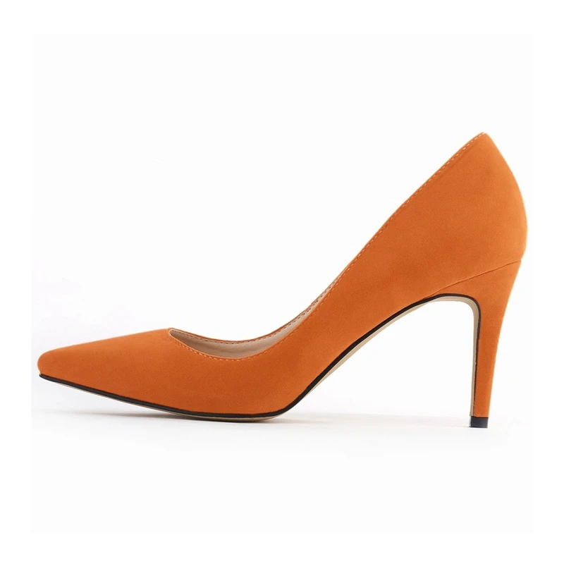 

Solid Color High Heels Woman Fashion Pointed Toe OL Office Ladies Pump Shoes Plus Size Flock Leather Wedding Shoes NLK-C0064