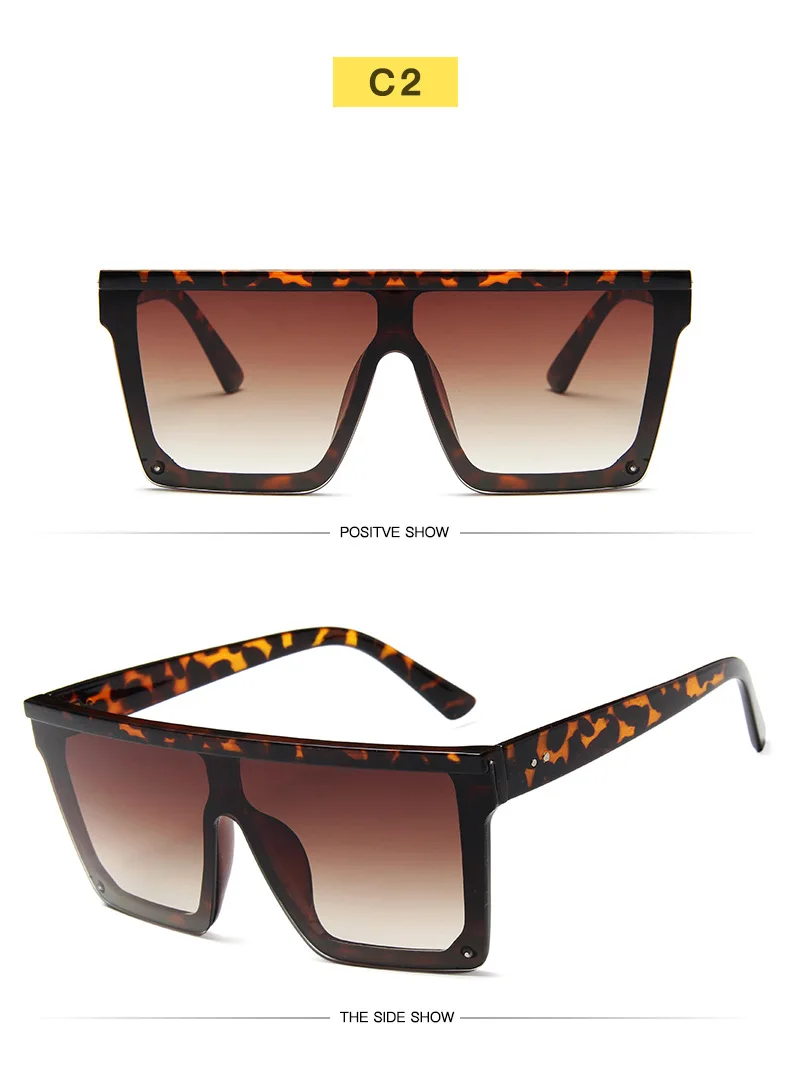 Unisex Fashion 2019 Ladies Square Sunglasses Women Oversized Shades Vintage Brand Designer Silver Mirror Sun Glasses For Female
